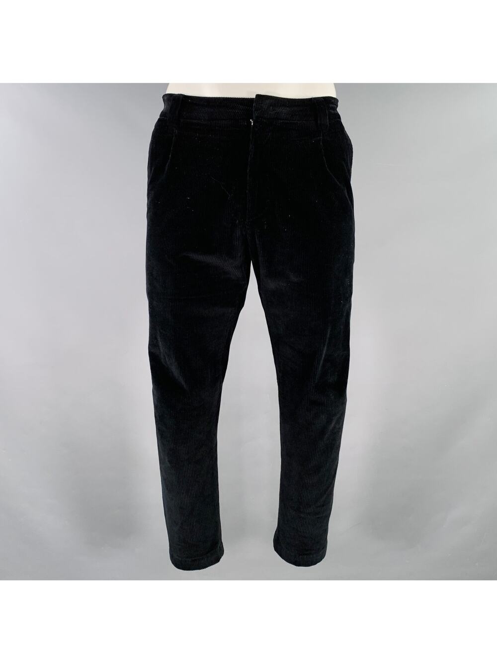 LOW BRAND Size 36 Black Corduroy Cotton Blend Pleated Casual Pants